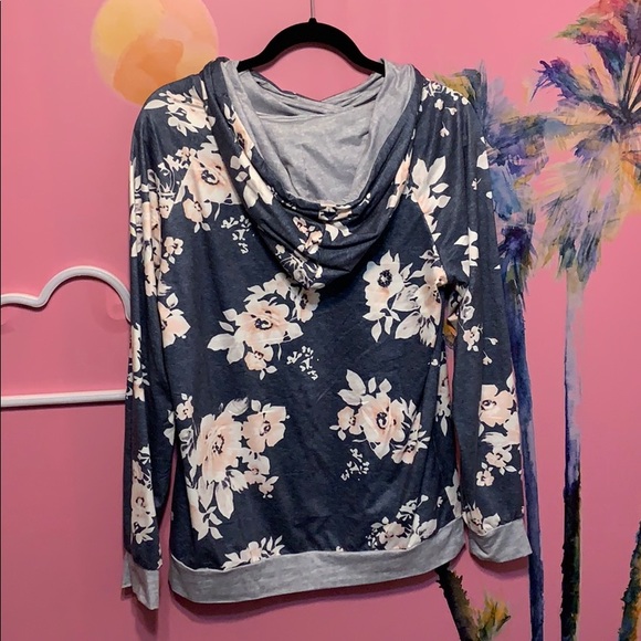 Blue Floral Hoodie - Picture 2 of 2